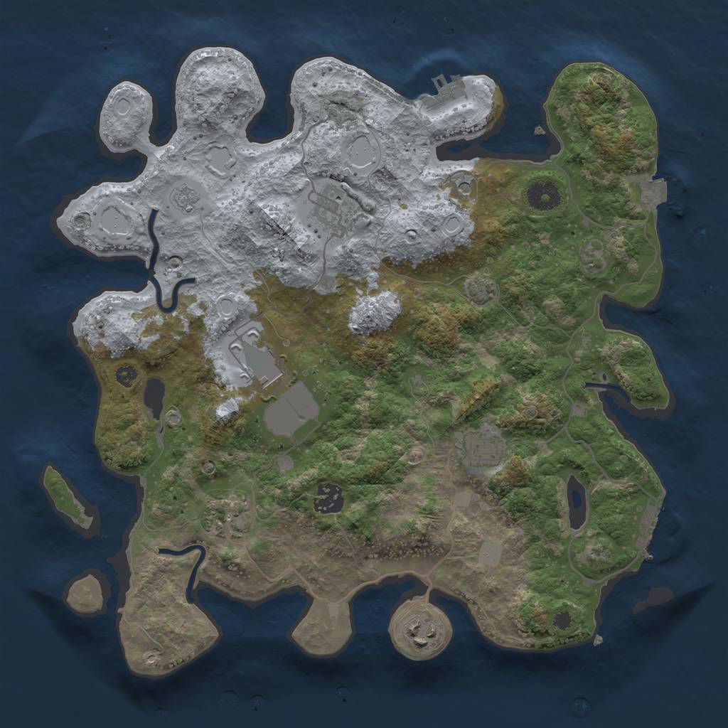 Rust Map: Procedural Map, Size: 3500, Seed: 96153905, 14 Monuments