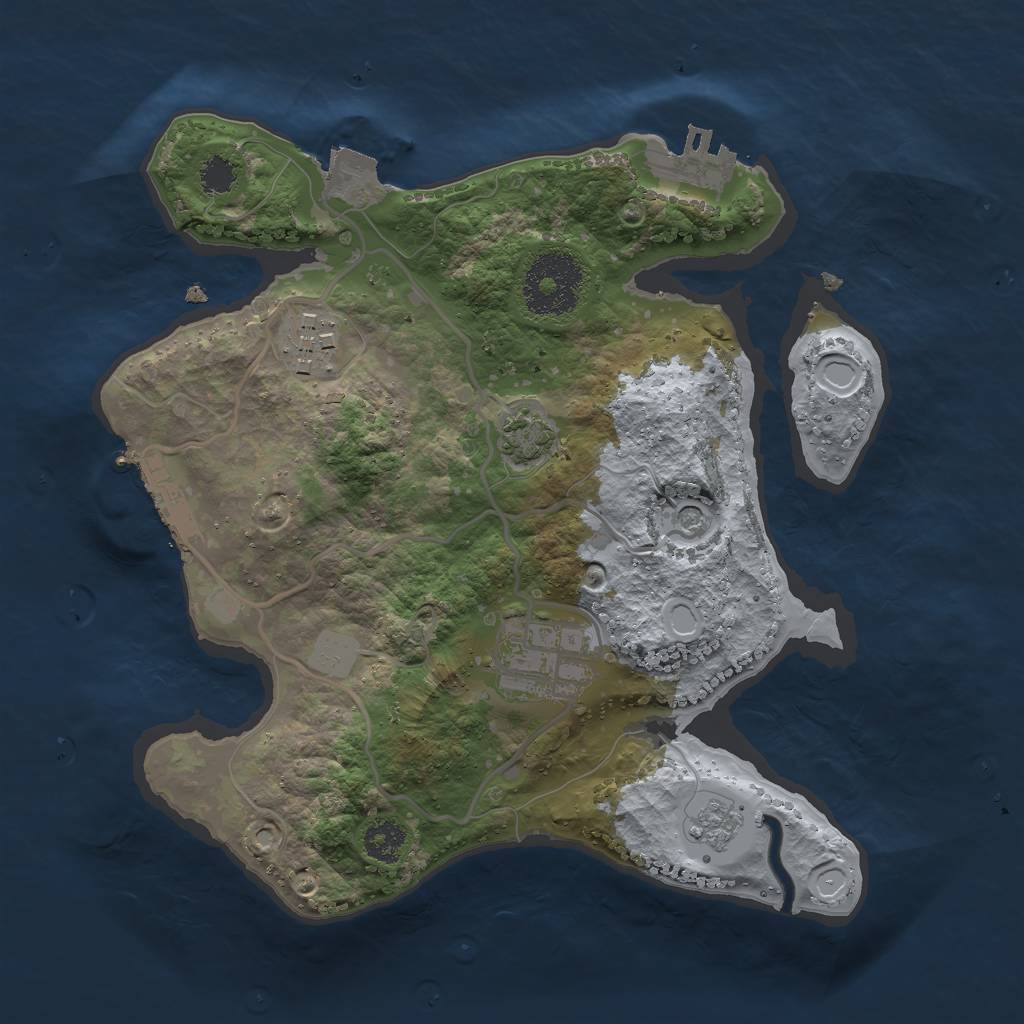 Rust Map: Procedural Map, Size: 2500, Seed: 1025487546, 10 Monuments