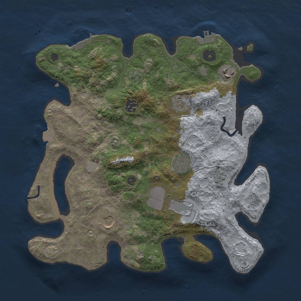 Rust Map: Procedural Map, Size: 3500, Seed: 414252174, 15 Monuments