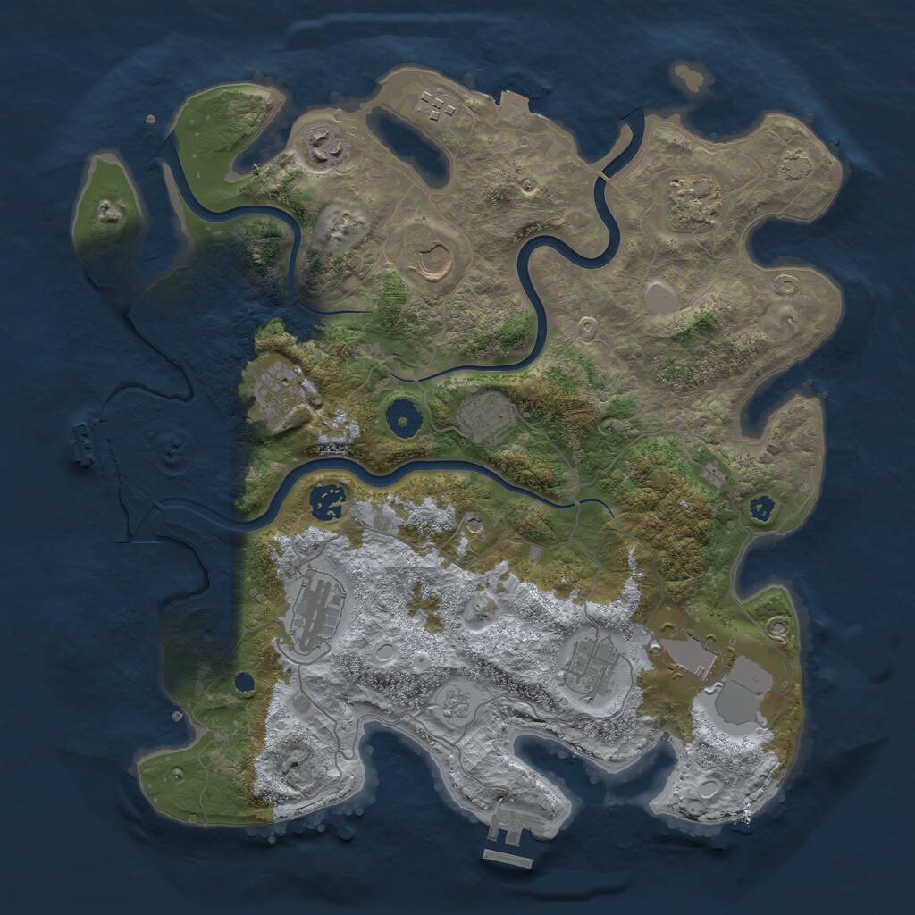 Rust Map: Procedural Map, Size: 3750, Seed: 768170, 16 Monuments