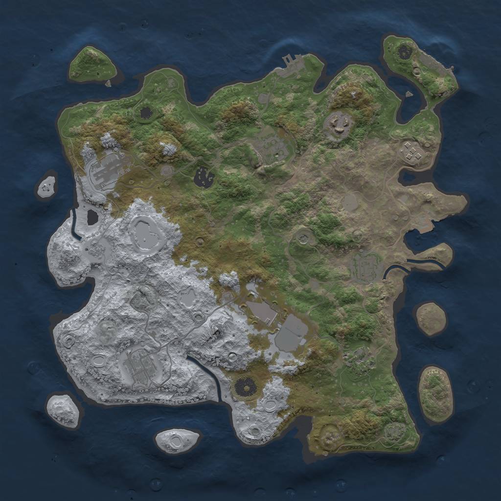 Rust Map: Procedural Map, Size: 3650, Seed: 29423046, 17 Monuments