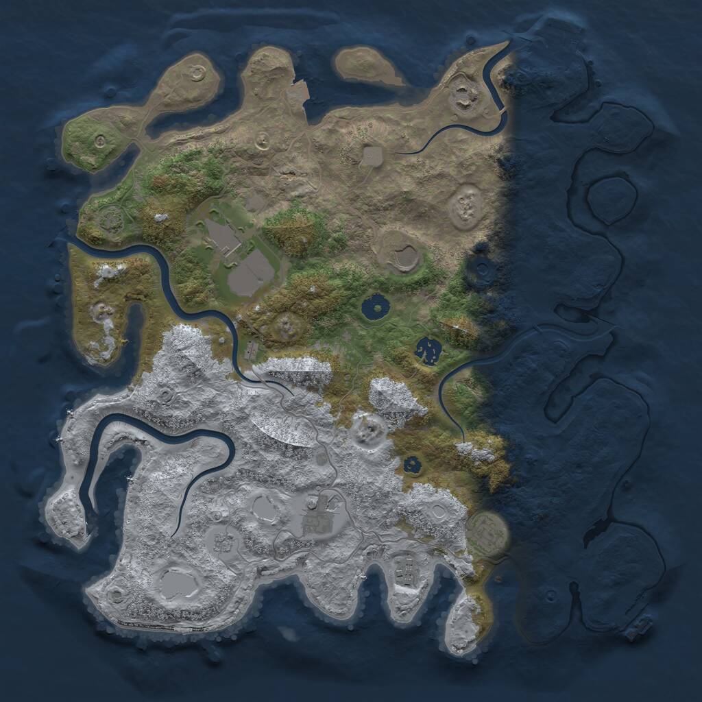Rust Map: Procedural Map, Size: 3950, Seed: 15967601, 13 Monuments