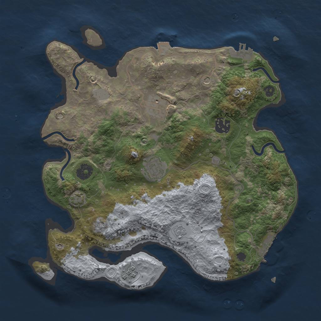 Rust Map: Procedural Map, Size: 3000, Seed: 716938, 12 Monuments