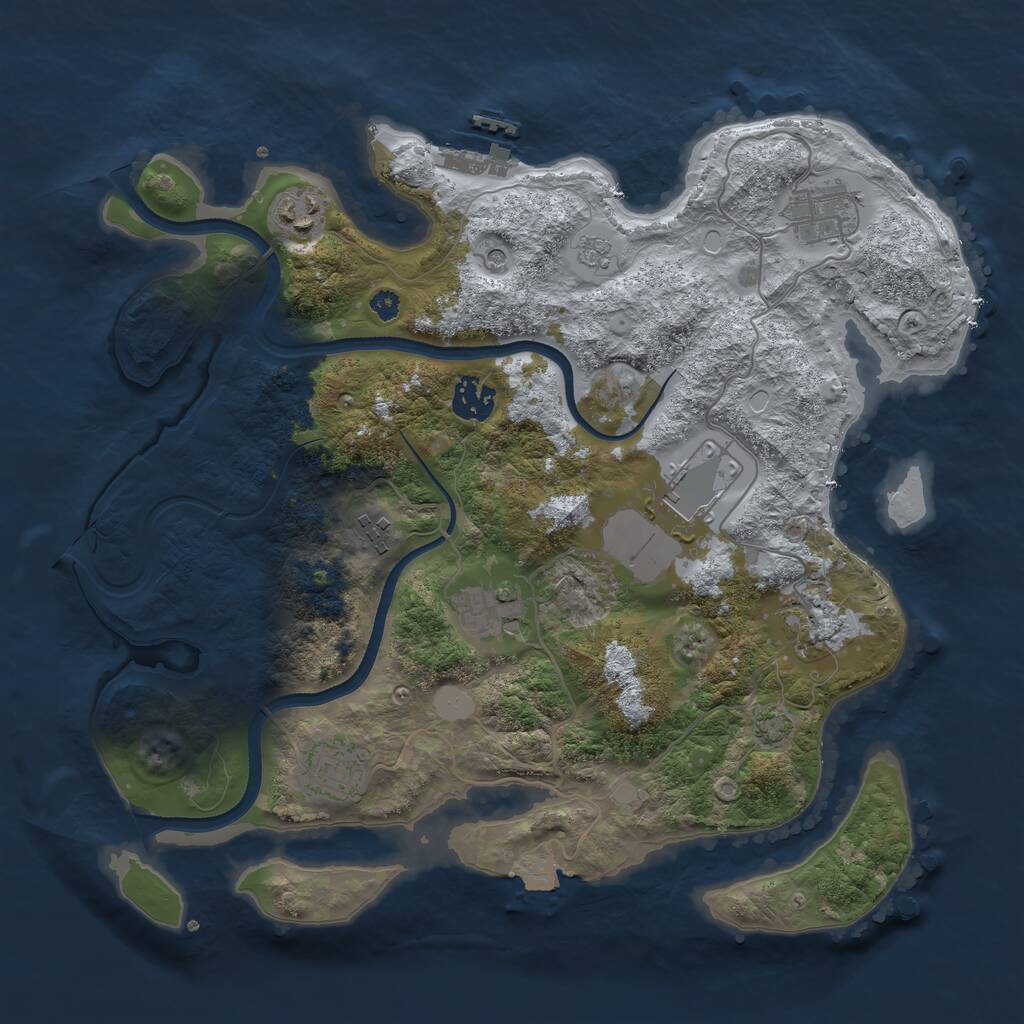 Rust Map: Procedural Map, Size: 3500, Seed: 68451, 13 Monuments