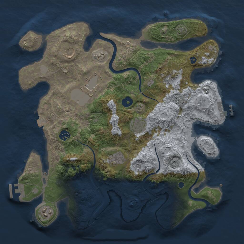 Rust Map: Procedural Map, Size: 3500, Seed: 386931157, 14 Monuments