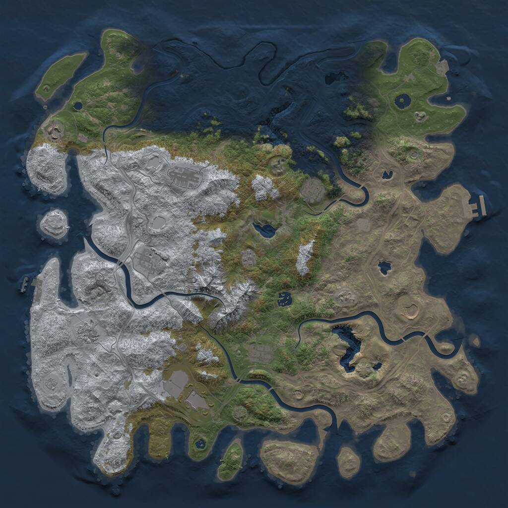 Rust Map: Procedural Map, Size: 5000, Seed: 5100, 16 Monuments