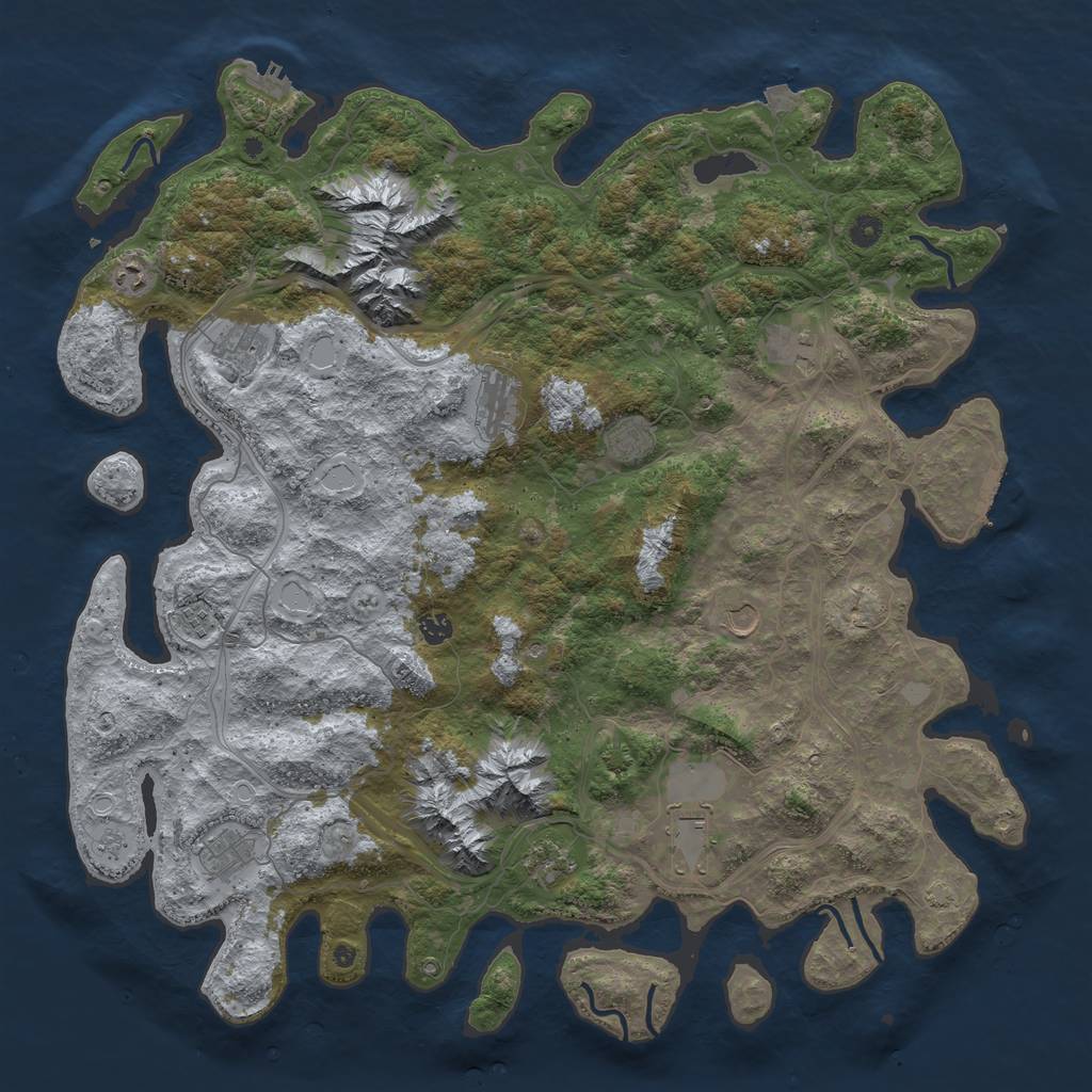 Rust Map: Procedural Map, Size: 5000, Seed: 5100, 19 Monuments