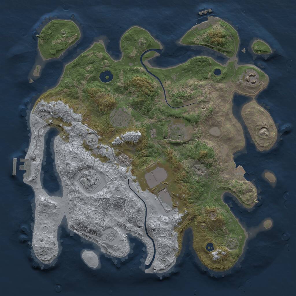 Rust Map: Procedural Map, Size: 3500, Seed: 84924018, 12 Monuments