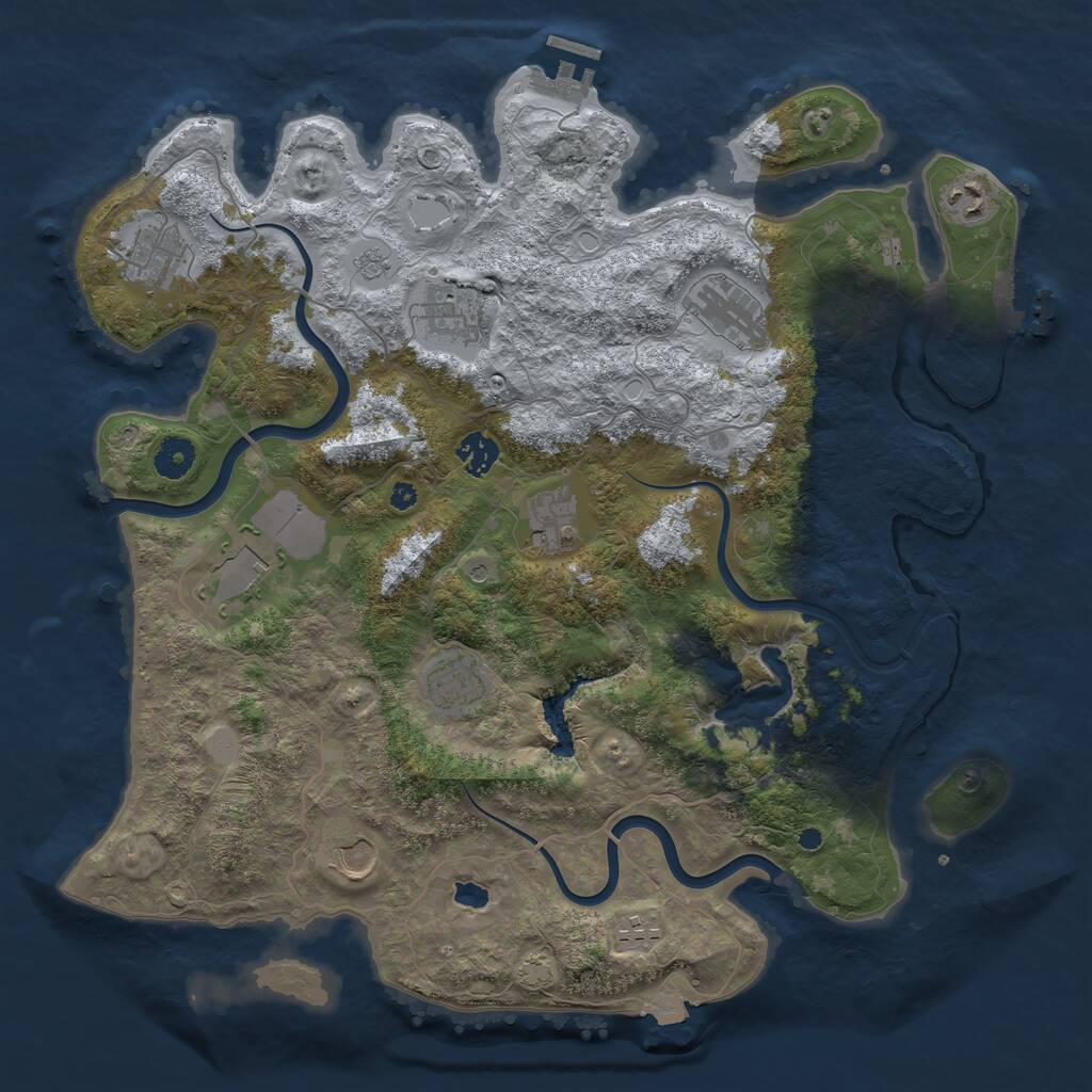 Rust Map: Procedural Map, Size: 4000, Seed: 1968001048, 16 Monuments