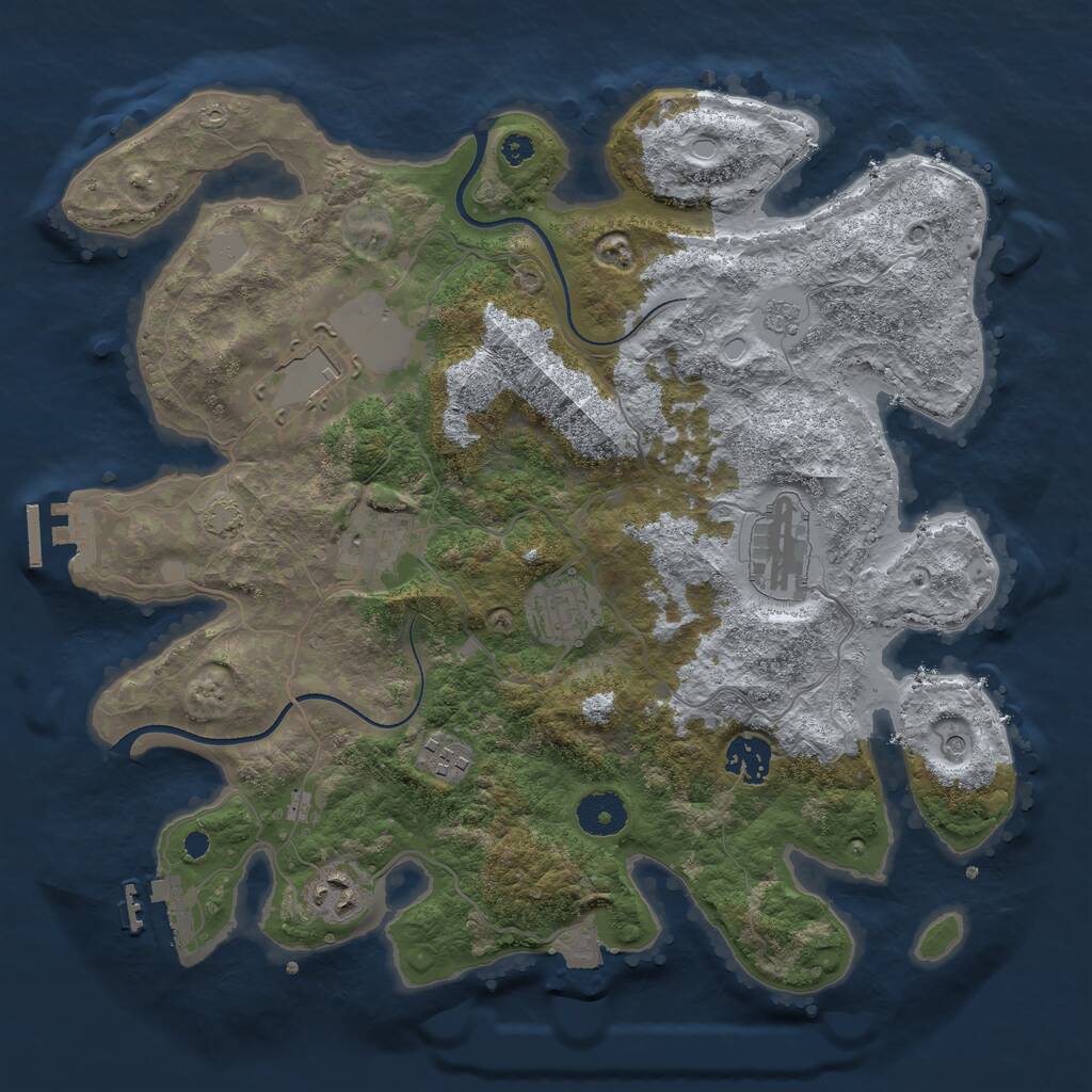 Rust Map: Procedural Map, Size: 3500, Seed: 10001, 13 Monuments