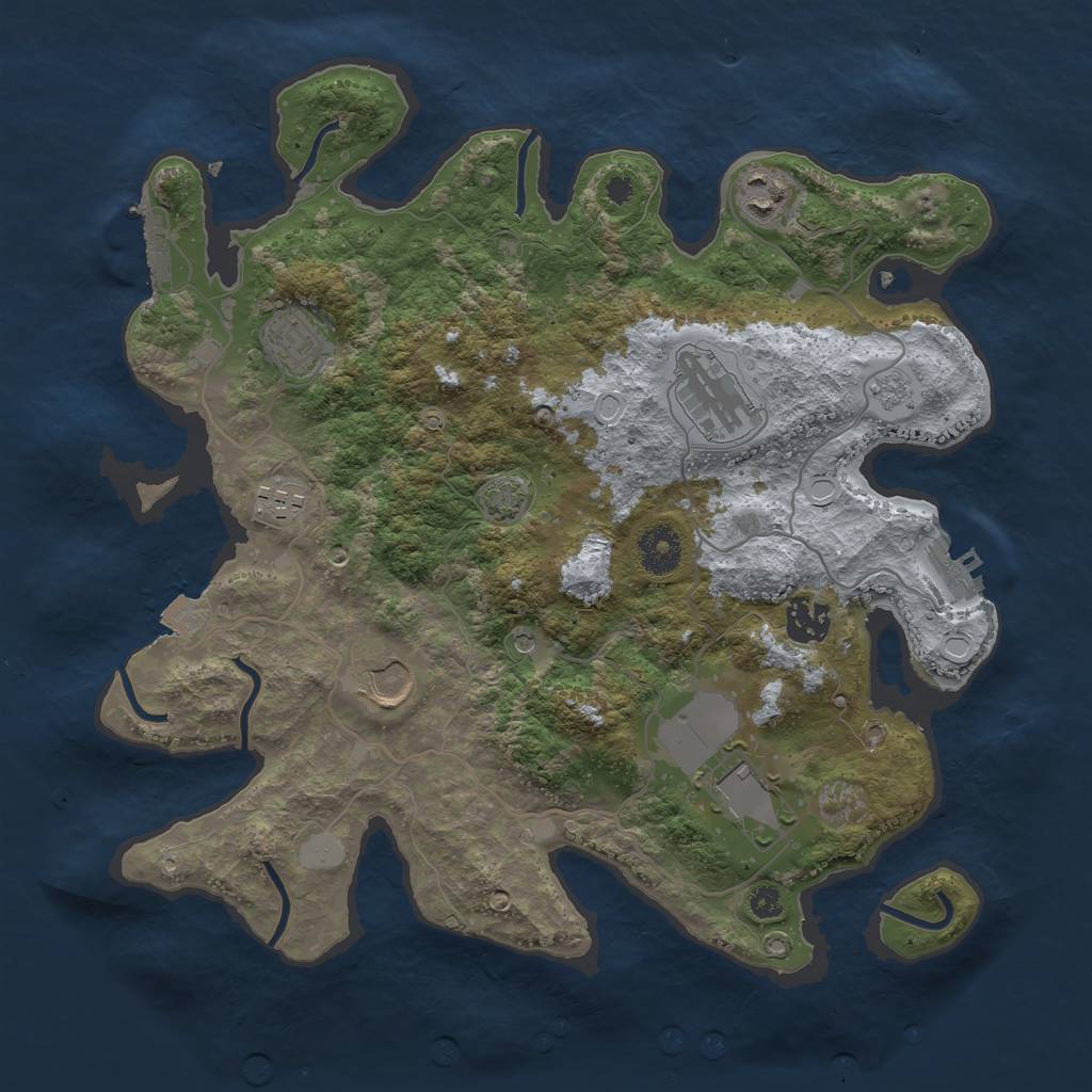 Rust Map: Procedural Map, Size: 3500, Seed: 887236521, 15 Monuments