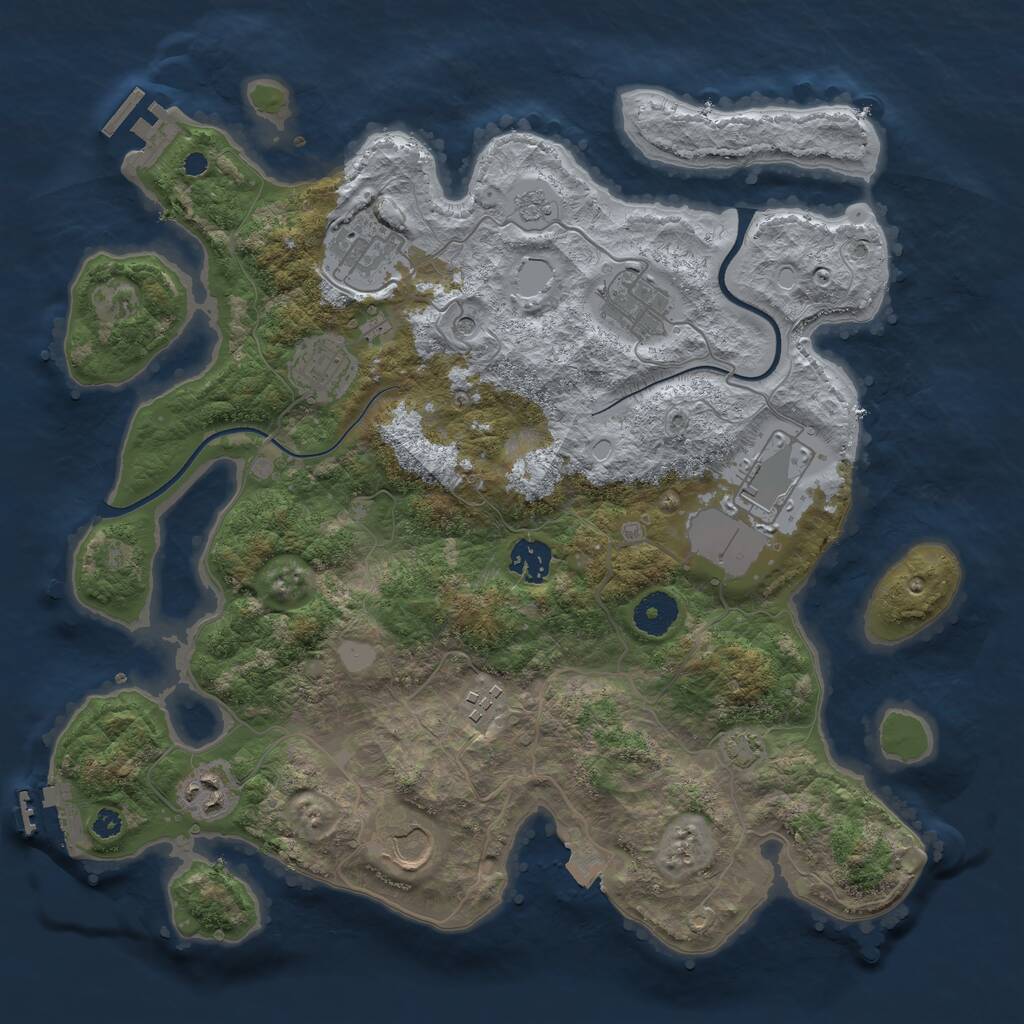 Rust Map: Procedural Map, Size: 3600, Seed: 2551063, 14 Monuments