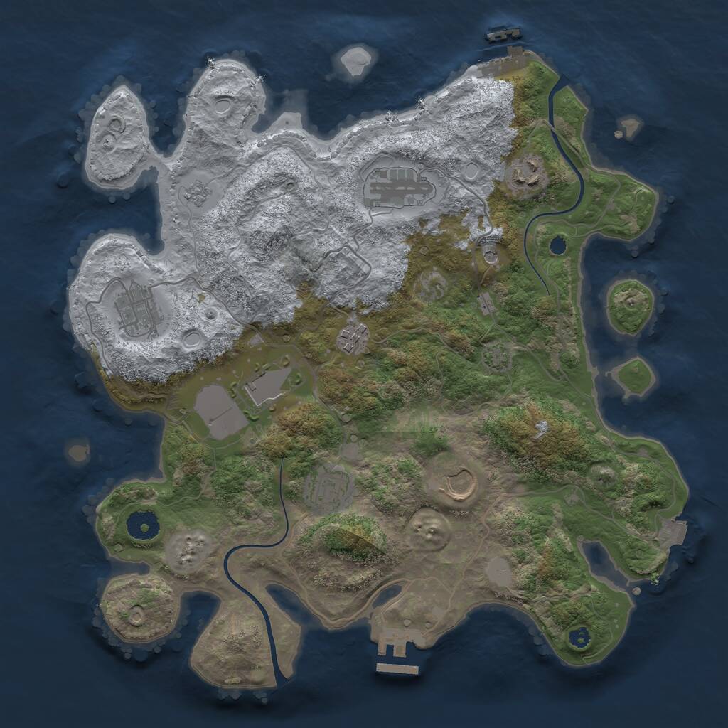 Rust Map: Procedural Map, Size: 3500, Seed: 2133776234, 13 Monuments