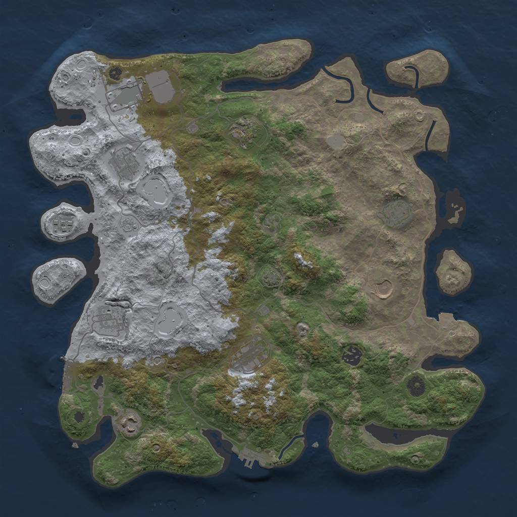 Rust Map: Procedural Map, Size: 4100, Seed: 62528, 18 Monuments