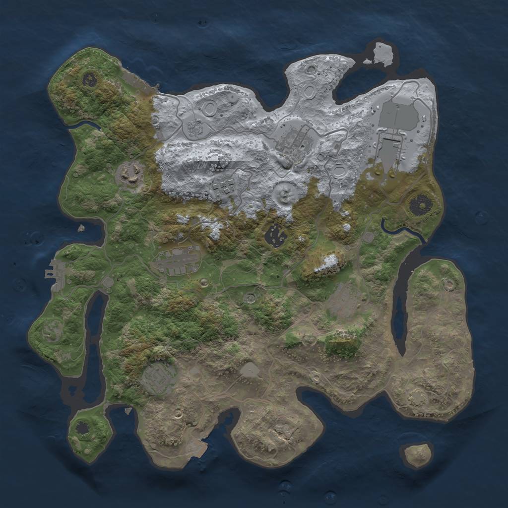 Rust Map: Procedural Map, Size: 3500, Seed: 294251838, 16 Monuments