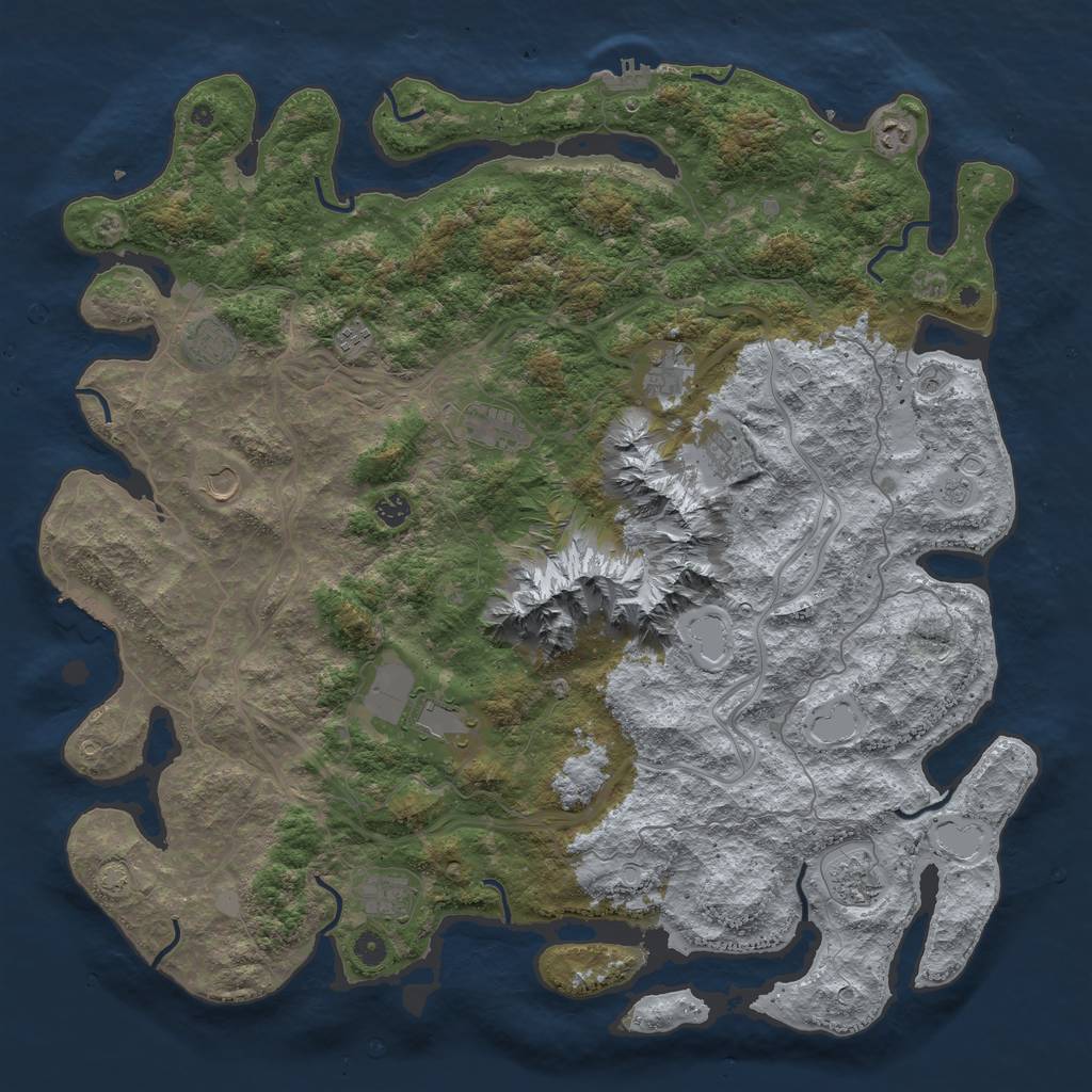 Rust Map: Procedural Map, Size: 5000, Seed: 794757426, 19 Monuments
