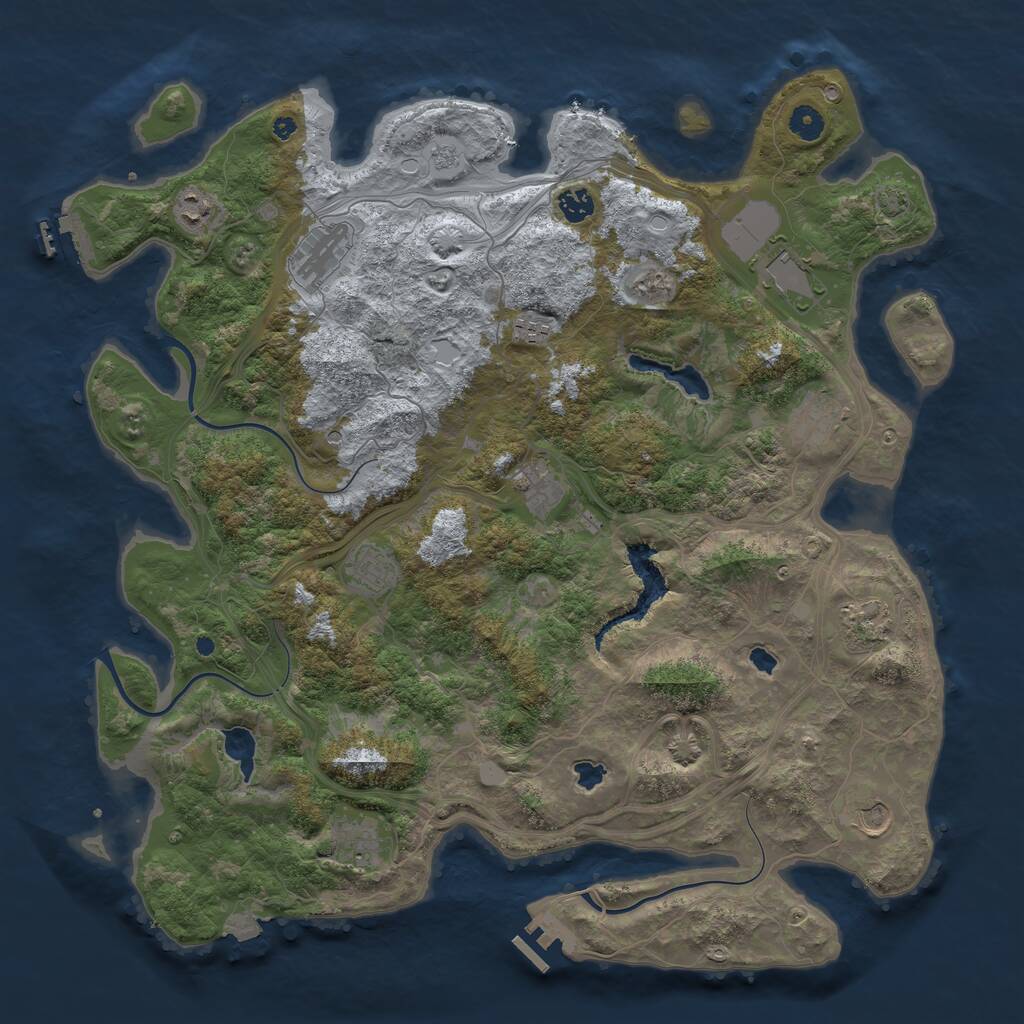 Rust Map: Procedural Map, Size: 4500, Seed: 1901279445, 17 Monuments