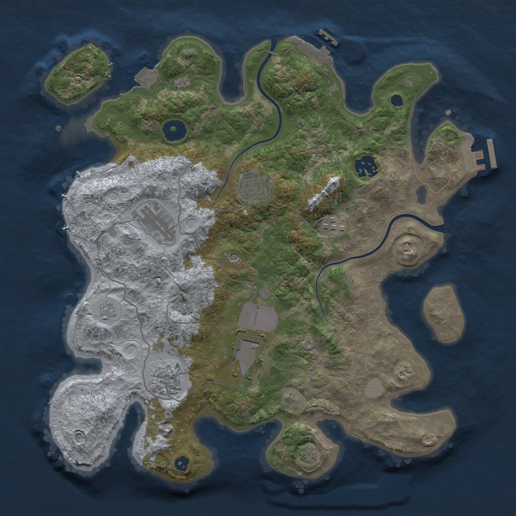 Rust Map: Procedural Map, Size: 3500, Seed: 96417790, 12 Monuments