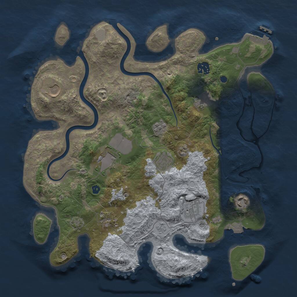 Rust Map: Procedural Map, Size: 3500, Seed: 80132317, 14 Monuments