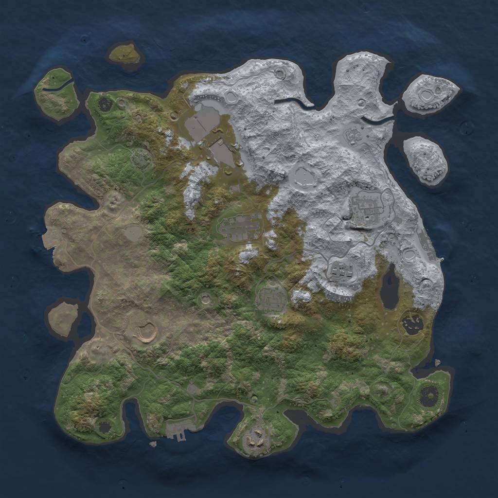 Rust Map: Procedural Map, Size: 3650, Seed: 67693670, 16 Monuments
