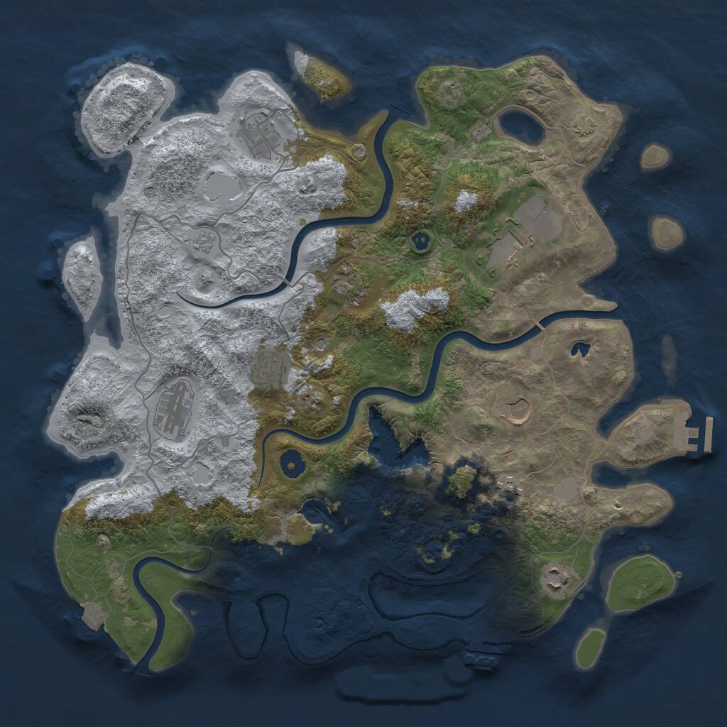Rust Map: Procedural Map, Size: 4100, Seed: 72880354, 14 Monuments