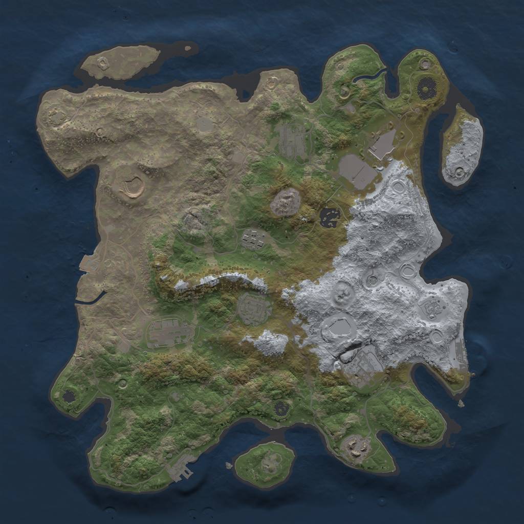Rust Map: Procedural Map, Size: 3700, Seed: 20527564, 17 Monuments