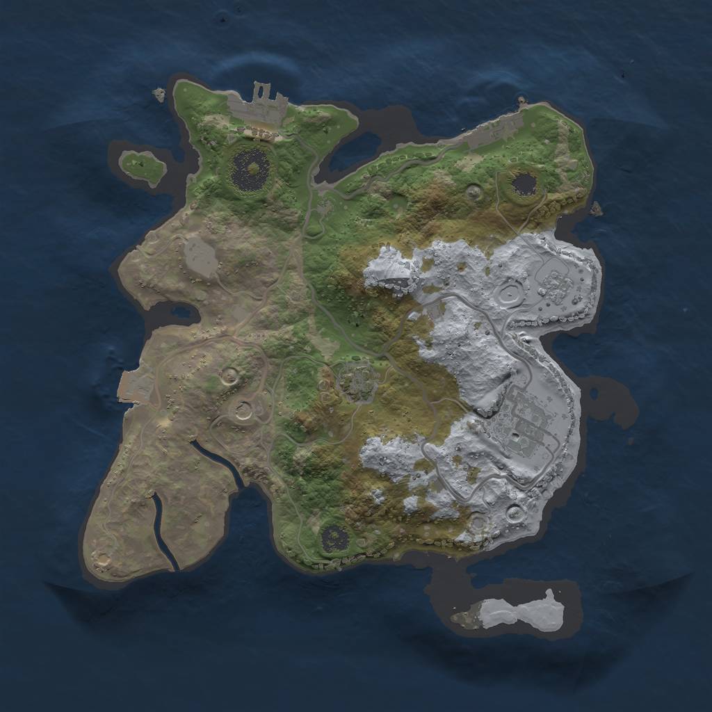 Rust Map: Procedural Map, Size: 2600, Seed: 46379181, 9 Monuments