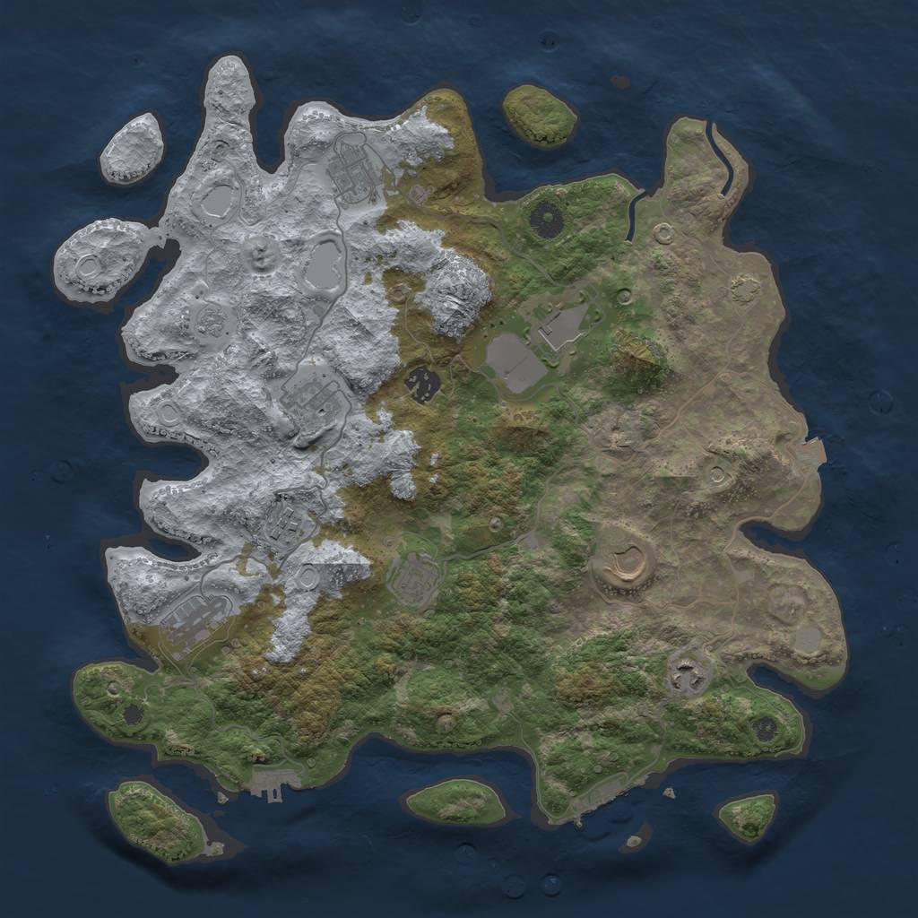 Rust Map: Procedural Map, Size: 3950, Seed: 1813494, 17 Monuments
