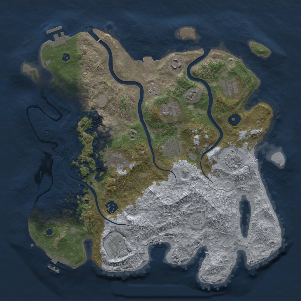 Rust Map: Procedural Map, Size: 3700, Seed: 85240899, 15 Monuments