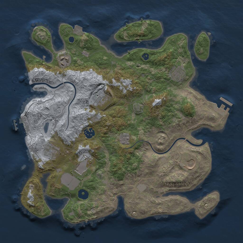 Rust Map: Procedural Map, Size: 3500, Seed: 1584053, 13 Monuments