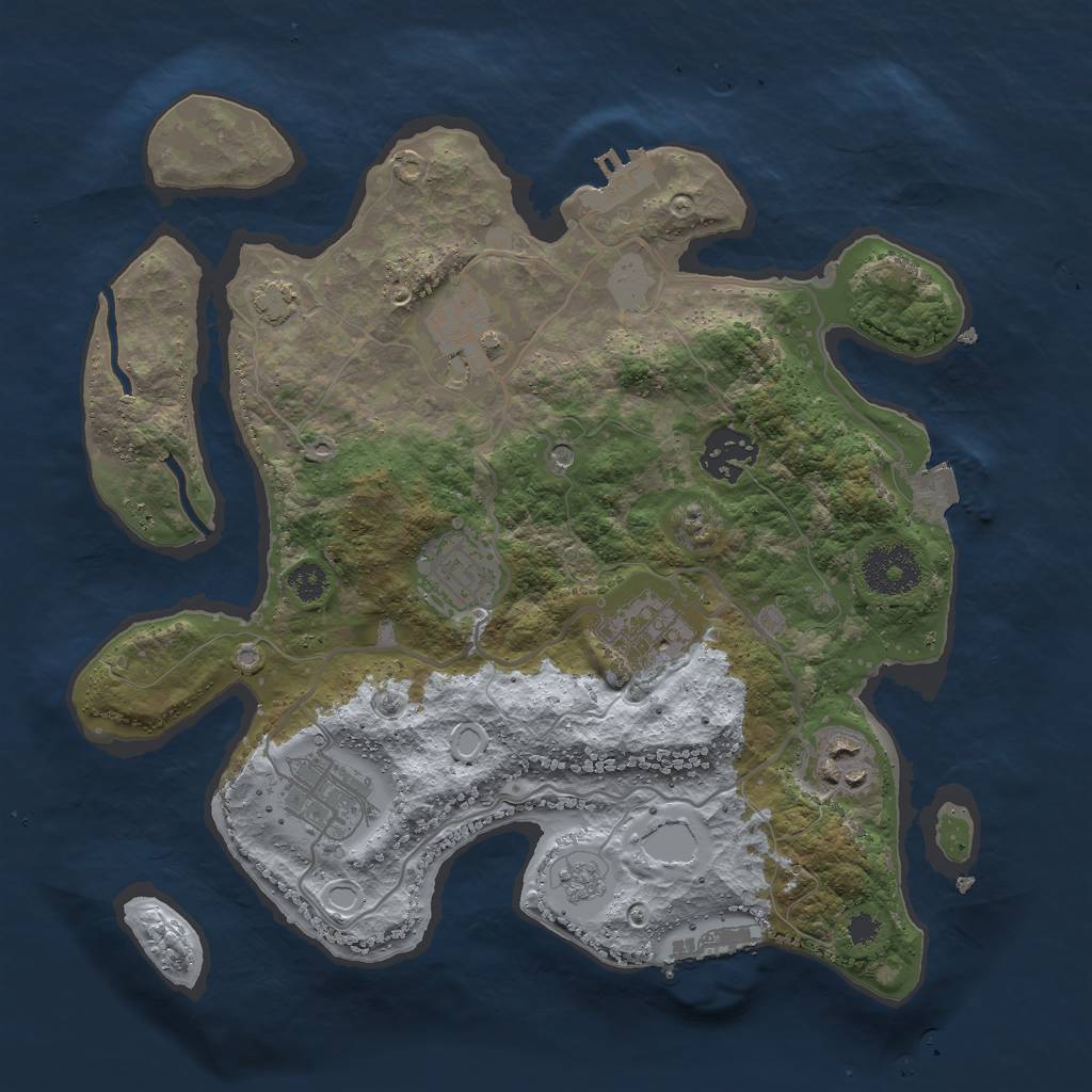Rust Map: Procedural Map, Size: 3000, Seed: 6595, 14 Monuments