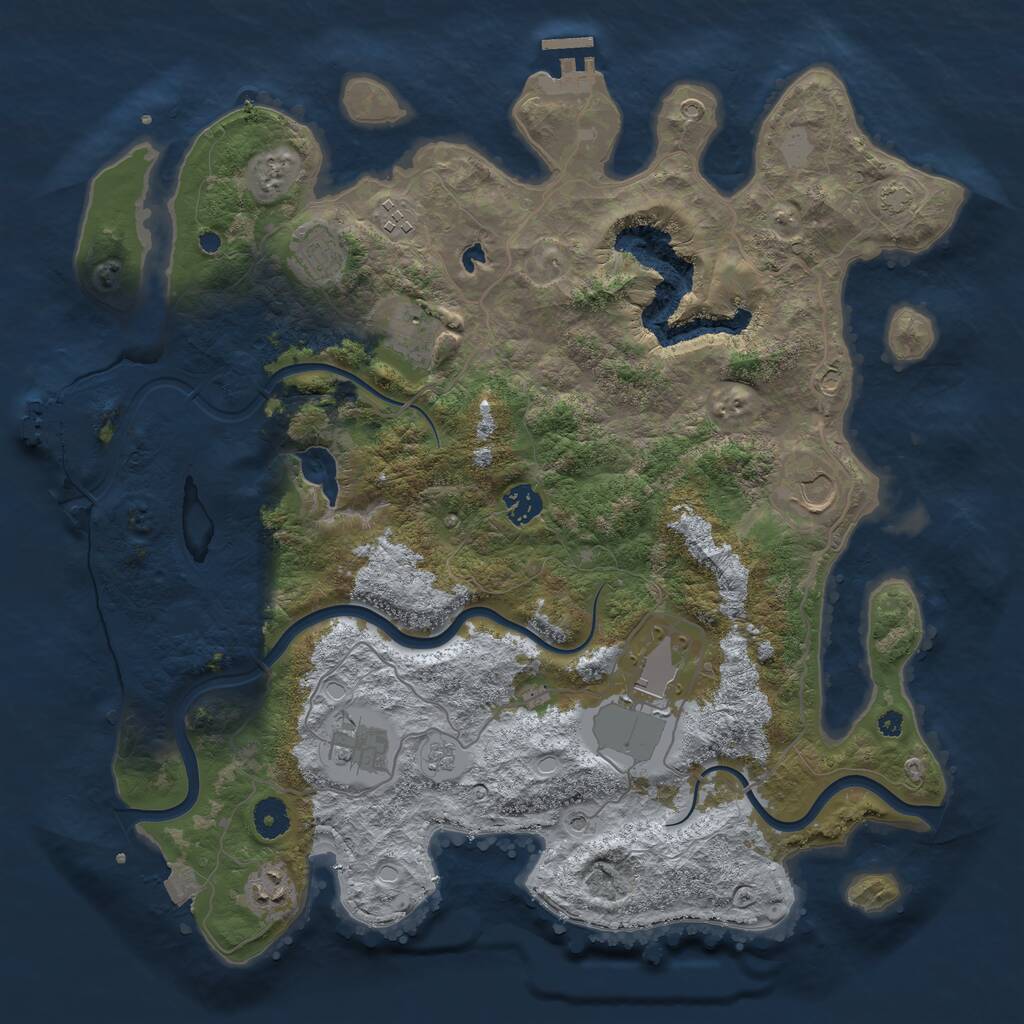 Rust Map: Procedural Map, Size: 4000, Seed: 521015891, 14 Monuments