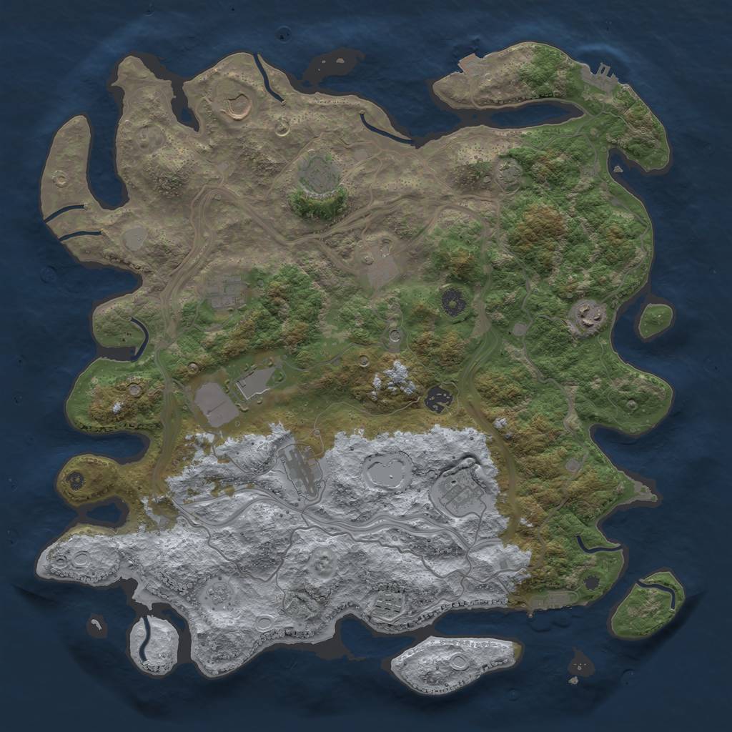 Rust Map: Procedural Map, Size: 4250, Seed: 1910720479, 18 Monuments