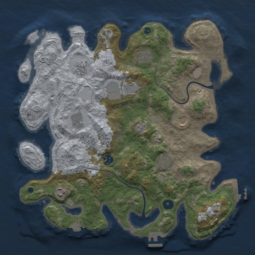 Rust Map: Procedural Map, Size: 3700, Seed: 2002430586, 15 Monuments