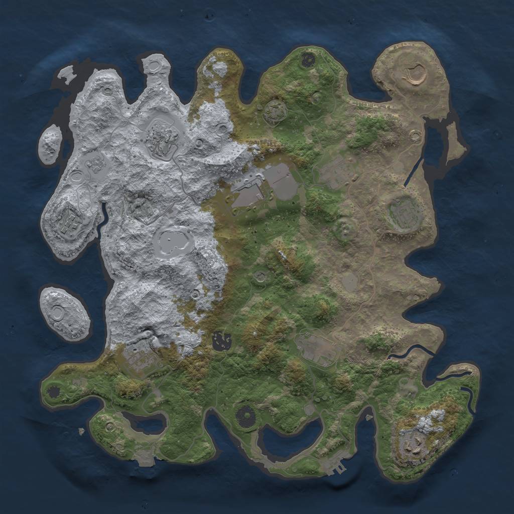 Rust Map: Procedural Map, Size: 3700, Seed: 2002430586, 17 Monuments