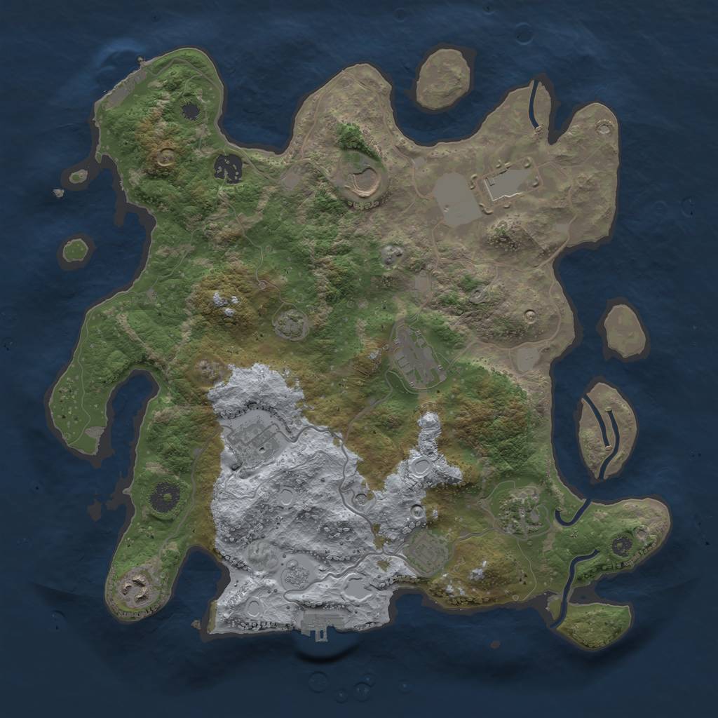 Rust Map: Procedural Map, Size: 3600, Seed: 521, 16 Monuments