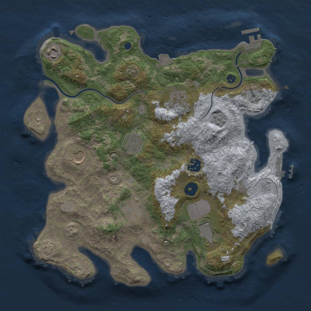 Rust Map: Procedural Map, Size: 3500, Seed: 714573336, 14 Monuments