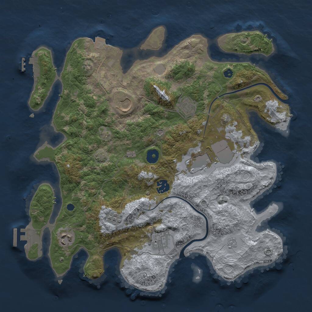 Rust Map: Procedural Map, Size: 3500, Seed: 730969033, 13 Monuments