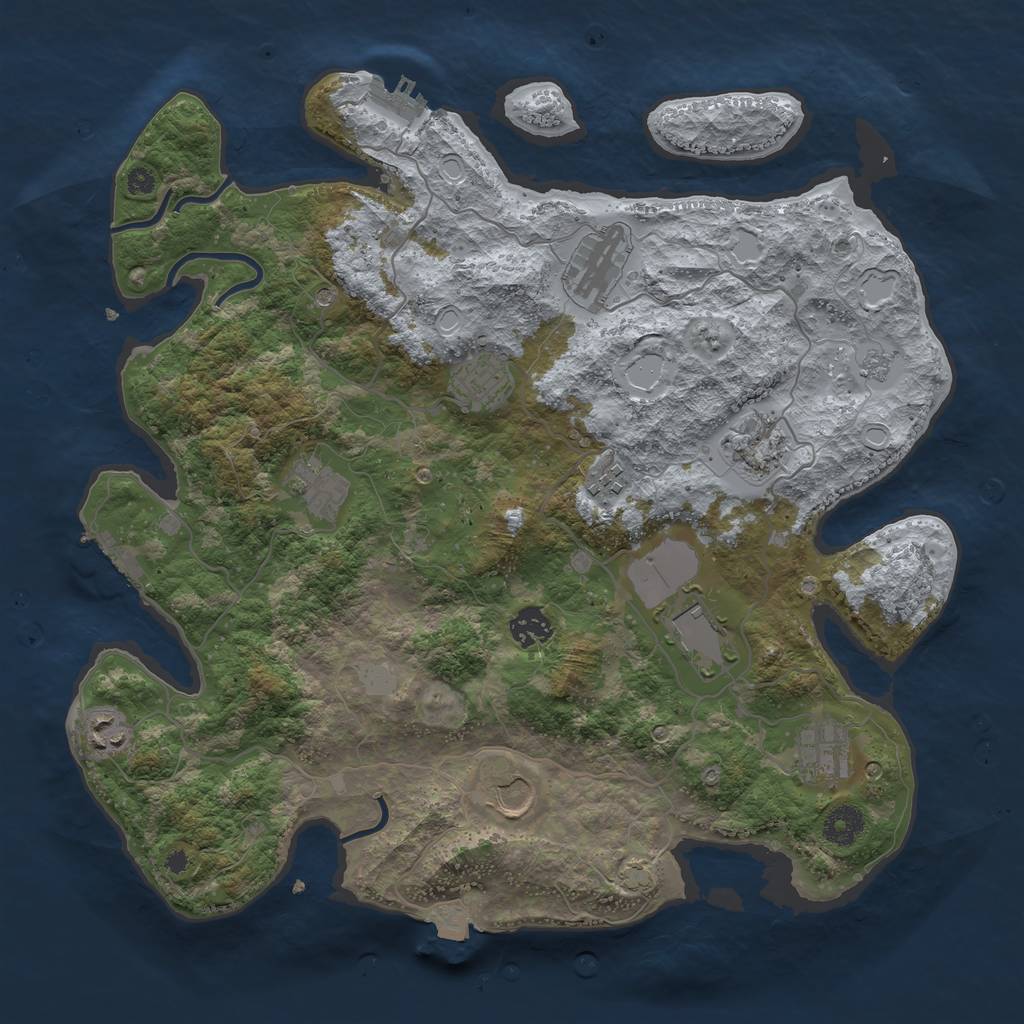 Rust Map: Procedural Map, Size: 3800, Seed: 988831919, 18 Monuments