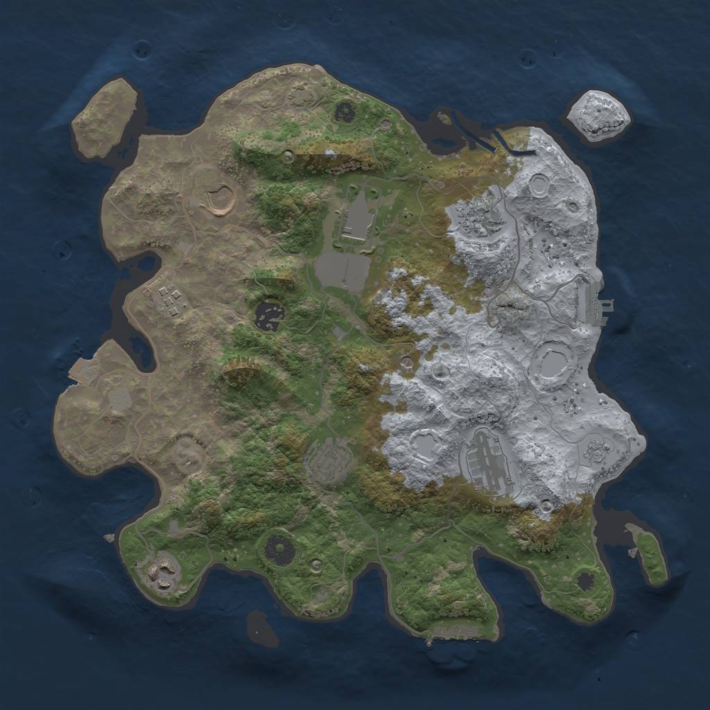 Rust Map: Procedural Map, Size: 3500, Seed: 288974280, 16 Monuments