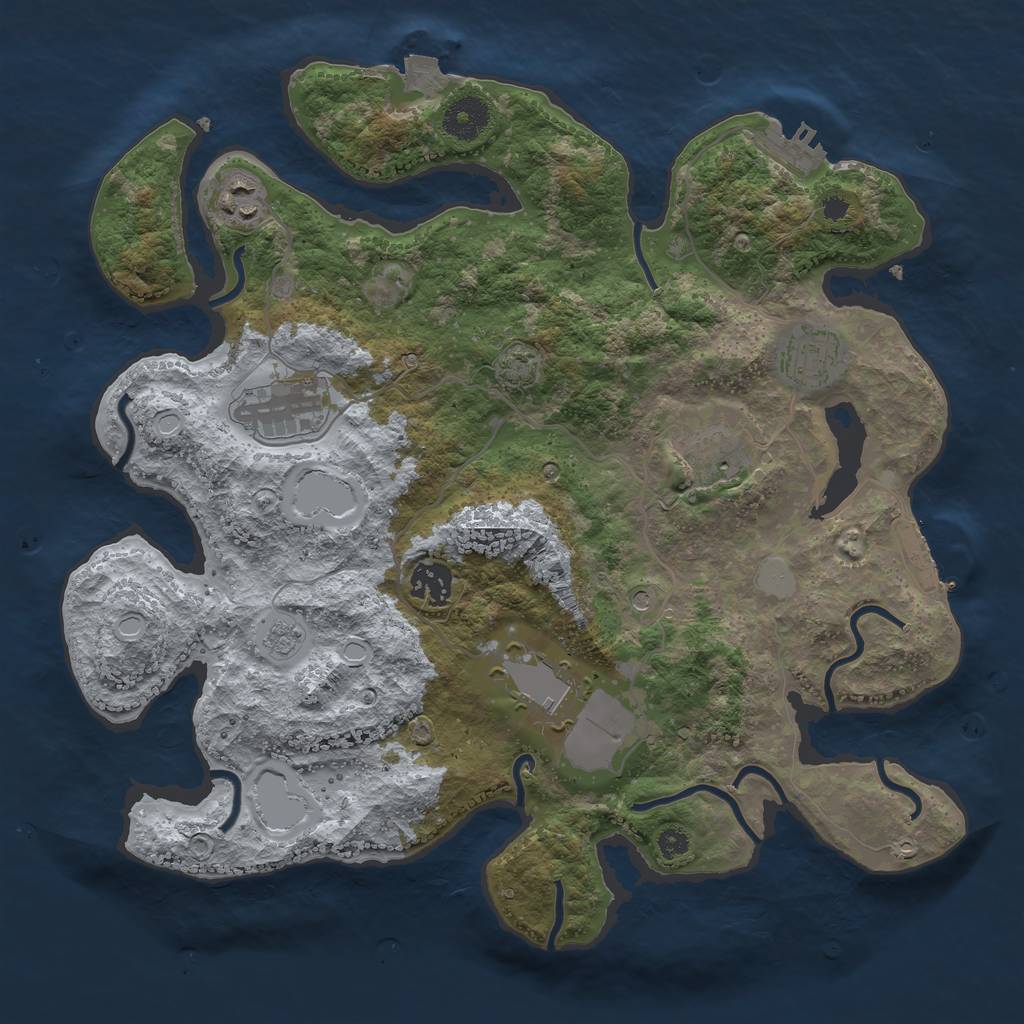 Rust Map: Procedural Map, Size: 3500, Seed: 1993440010, 14 Monuments