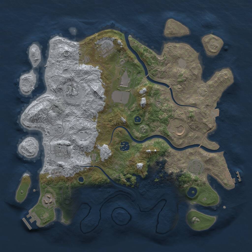 Rust Map: Procedural Map, Size: 3800, Seed: 27398262, 15 Monuments