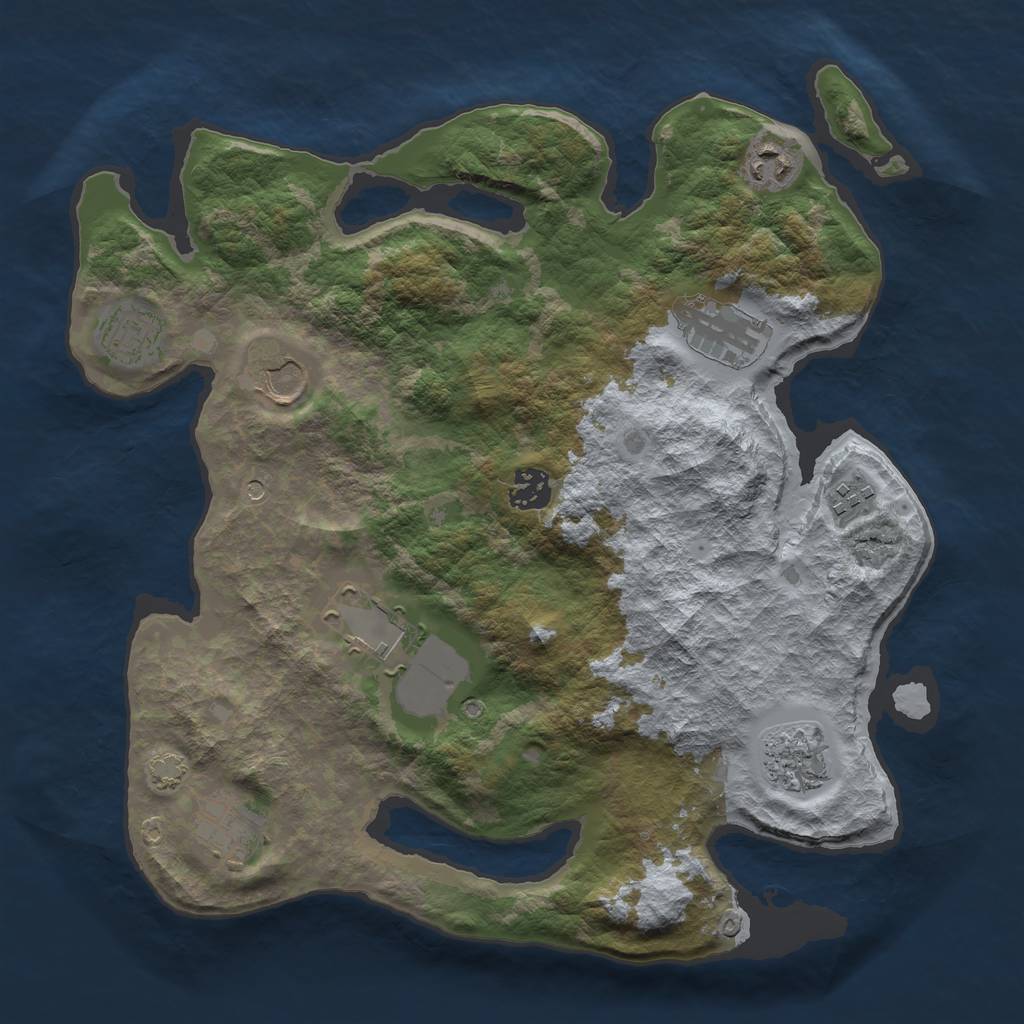 Rust Map: Barren, Size: 3500, Seed: 791495991, 13 Monuments