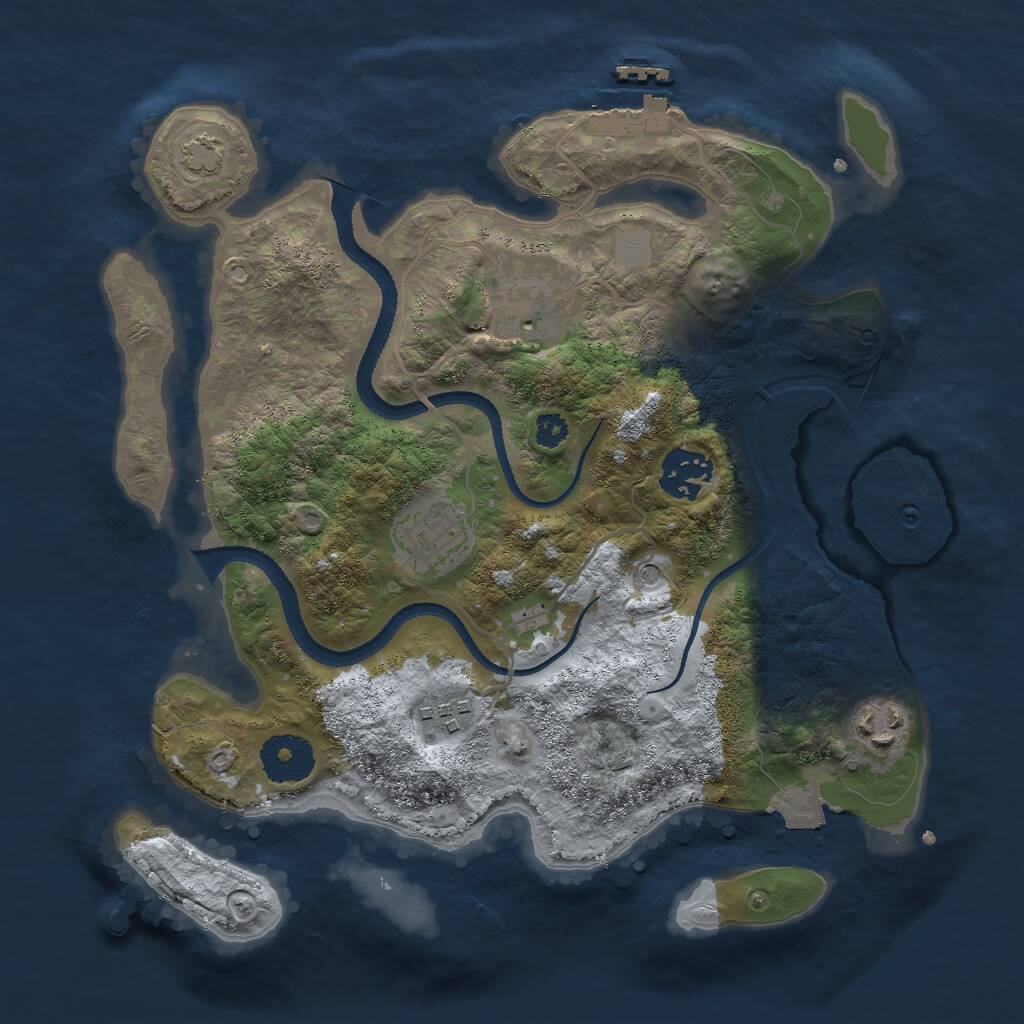 Rust Map: Procedural Map, Size: 3000, Seed: 666070841, 9 Monuments