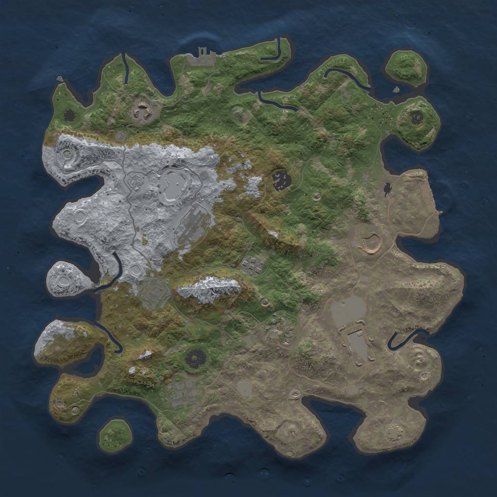 Rust Map: Procedural Map, Size: 3750, Seed: 355607344, 17 Monuments