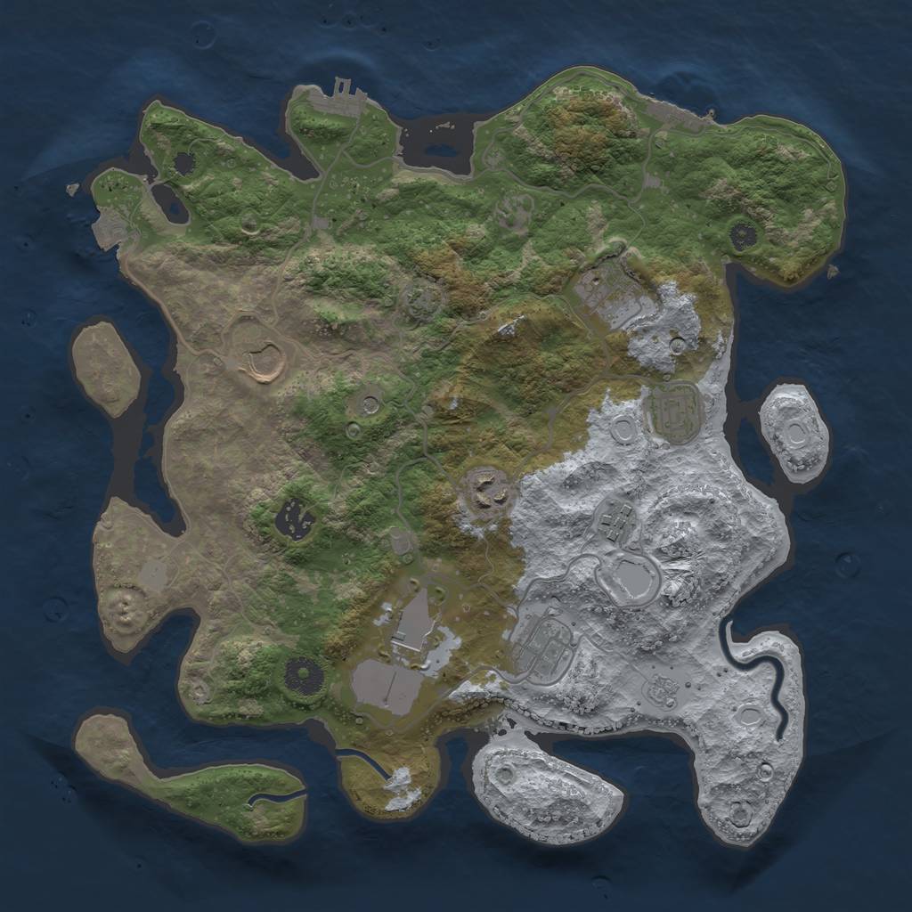 Rust Map: Procedural Map, Size: 3500, Seed: 308852072, 16 Monuments