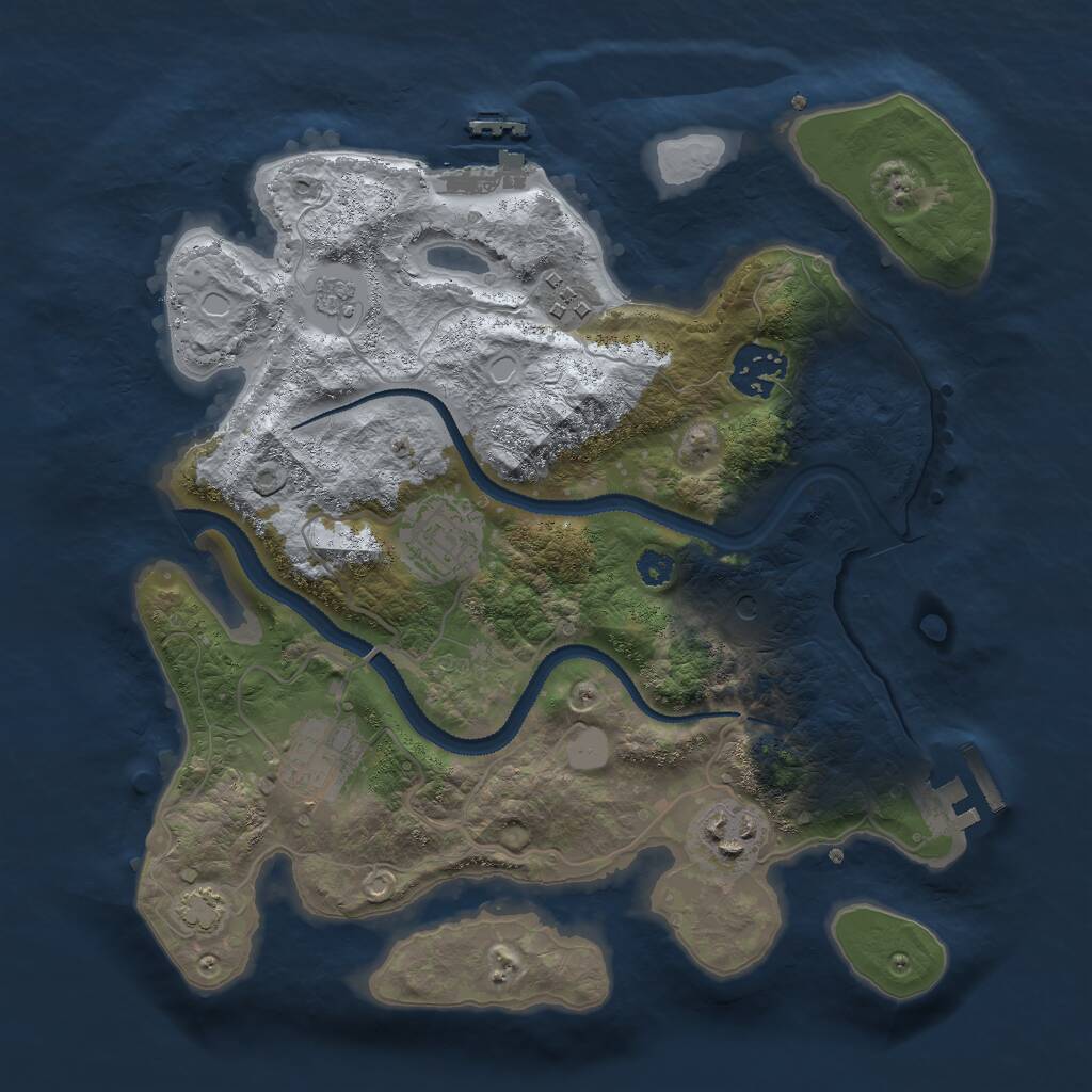 Rust Map: Procedural Map, Size: 3000, Seed: 2121304489, 11 Monuments
