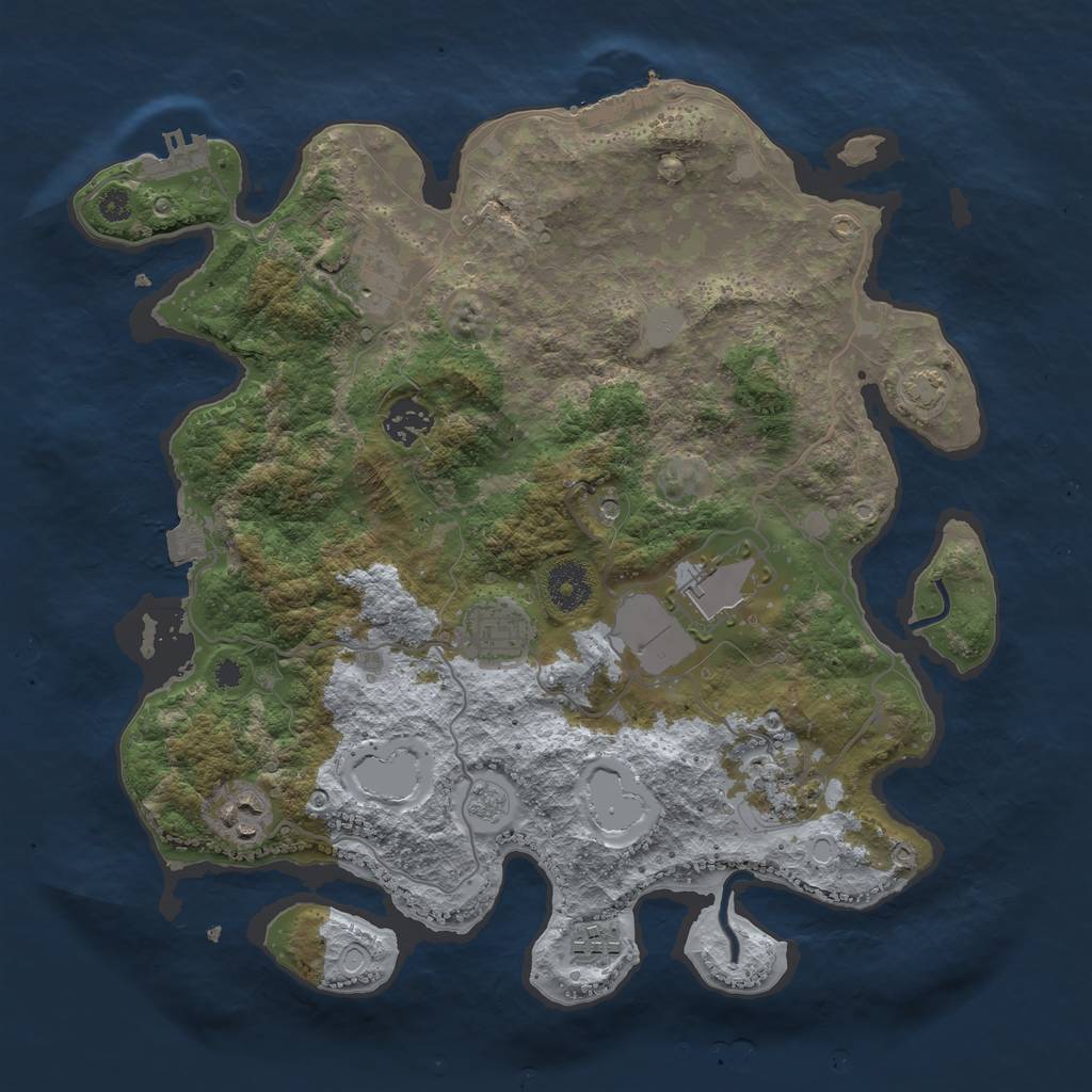 Rust Map: Procedural Map, Size: 3500, Seed: 1693096021, 15 Monuments