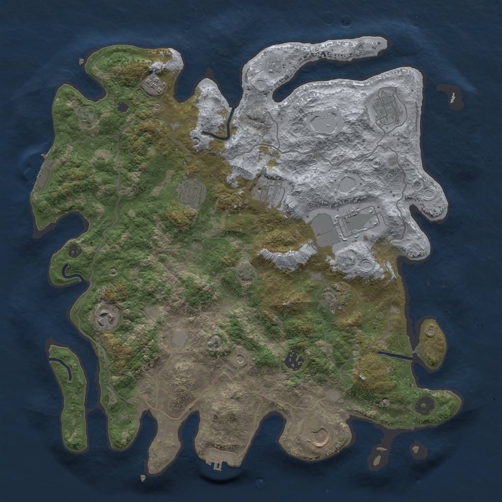 Rust Map: Procedural Map, Size: 4000, Seed: 14571, 17 Monuments