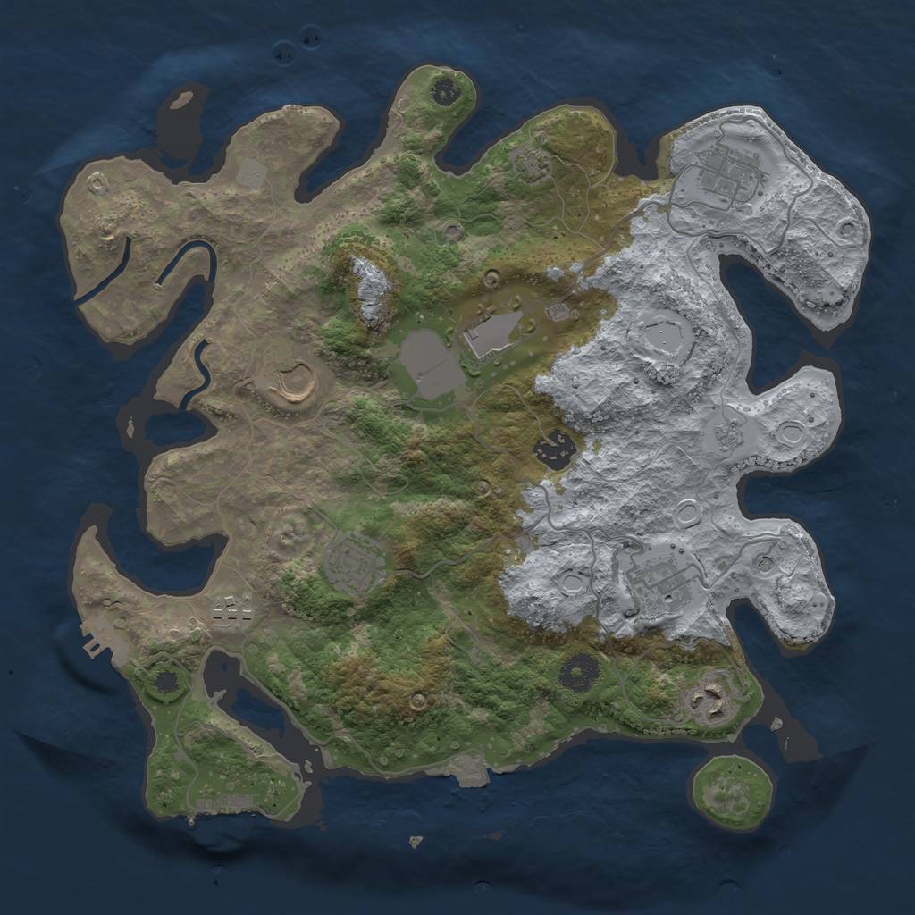 Rust Map: Procedural Map, Size: 3500, Seed: 14715, 16 Monuments
